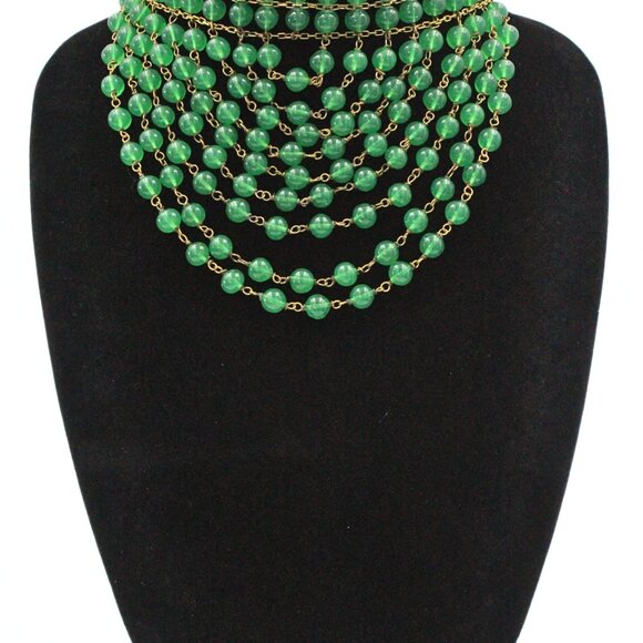 Attr. to Christian Dior 50's High End Cascading Green Glass Massive Necklace - Picture 13 of 15